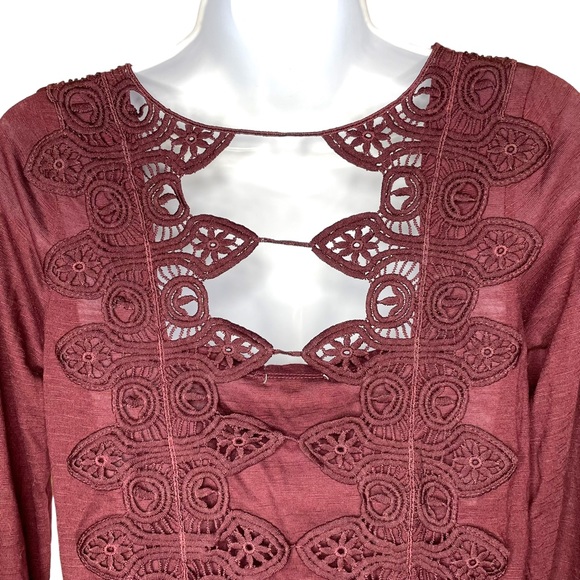 NWT Skylar & Jade Women’s Plum Lace Up Long Sleeve Blouse Size Medium - Picture 5 of 6